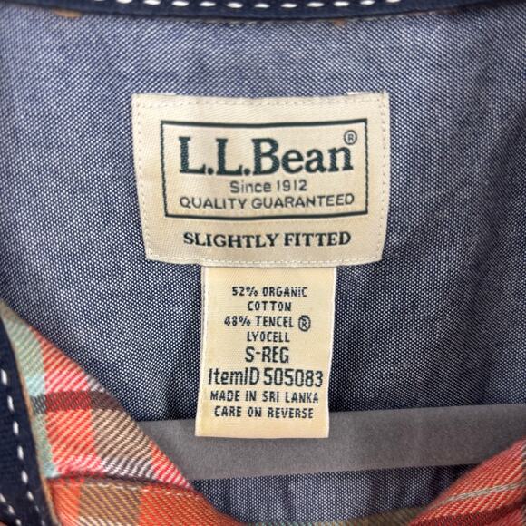 L.L. Bean Button Down Shirt Mens S Plaid Slightly Fitted Organic Cotton Gorpcore - Picture 7 of 8